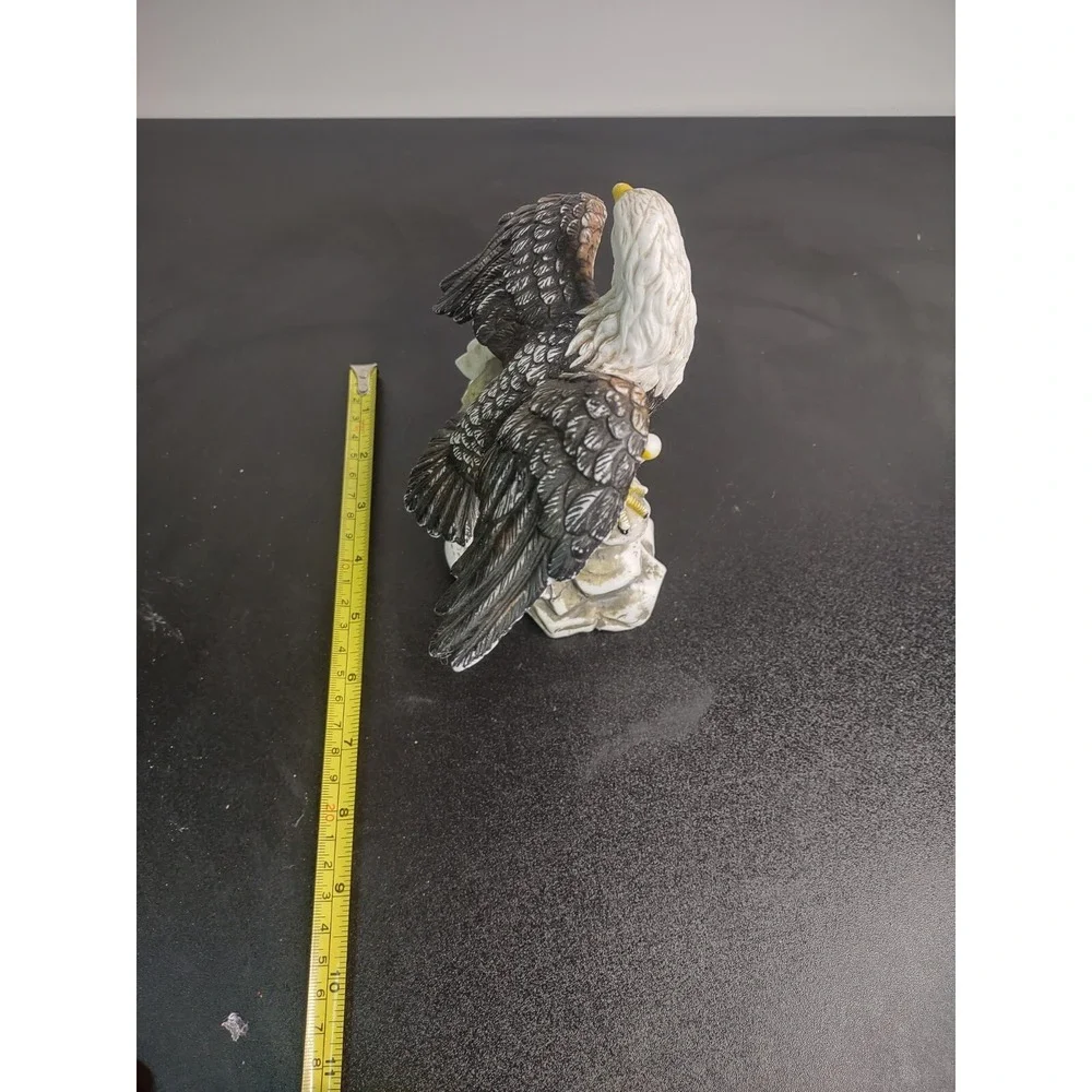 Ceramic Bald Eagle Figurine American Flag Statue Patriotic Decor 6.5 Inch